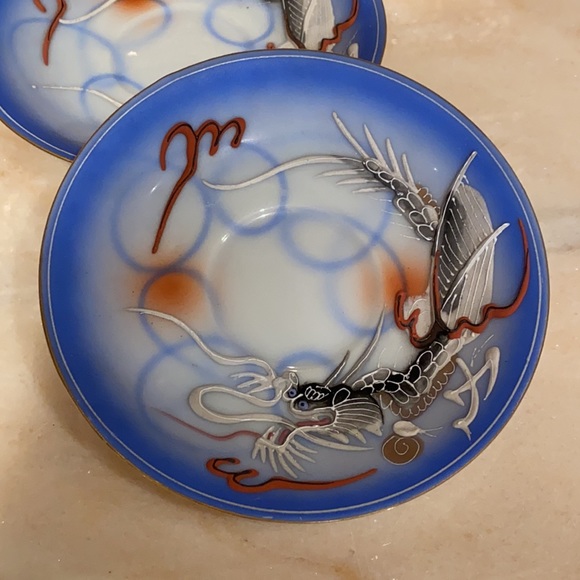 Vintage Raised Hand Painted Dragon Betson Demitasse cup & saucer Bone China SET - Picture 10 of 14